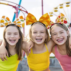 Bambini autunno ringraziamento zucca foglia grande fiocco fascia festa capelli cerchietto
