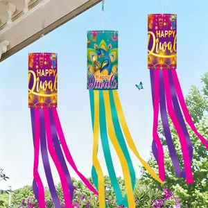 Diwali windzak vlaggen hangende buiten decoratie kleurrijke feest festival artikelen