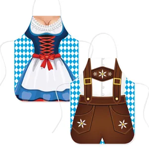 Oktoberfest Bavarian Costume Apron Set Fun Dirndl Lederhosen Cooking Kitchen Party Bib