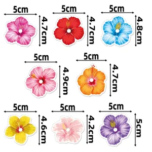 Hawaiian Hibiscus Flower Straw Toppers Drink Cake Inserts Summer Beach Party Decorations
