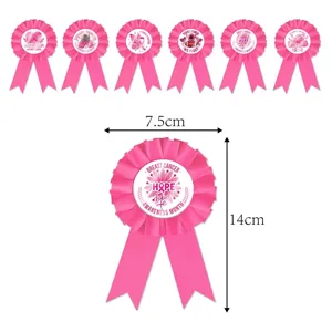 Brustkrebs Aufklaerung Schleife Anstecknadel rosa Blechdosen Abzeichen Party Deko 7.5x14cm