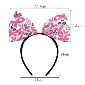 Pink ribbon bow headband for breast cancer awareness party hair hoop hair accessory