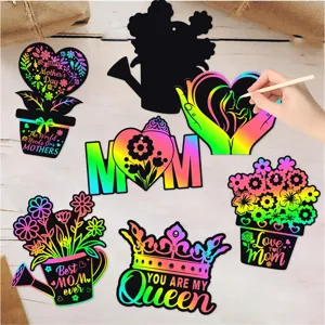 Tarjetas Rascar Arcoiris Mágico Día de la Madre Adornos Colgantes Con Puntero de Madera Cinta Regalo Decoración