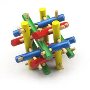 Wooden luban lock brain teaser puzzle toy for kids educational stacking building block