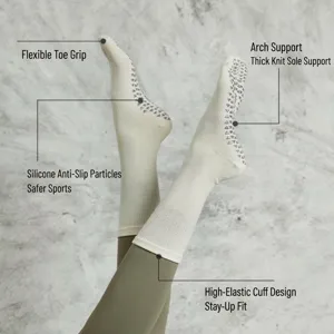 Professional yoga pilates five-toe socks with anti-slip silicone grips and arch support.