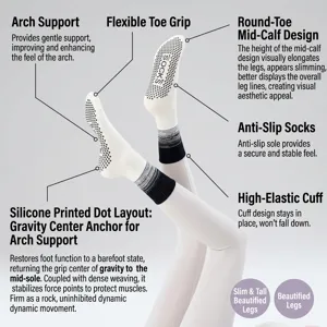 Gradient anti-slip yoga socks mid-calf fitness Pilates breathable sweat-absorbent socks