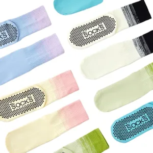 Gradient grip yoga socks for women, breathable non-slip pilates crew socks with dots.