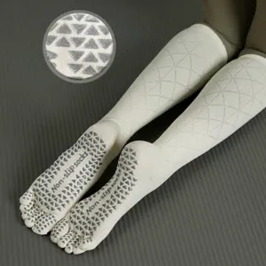 Women long yoga socks non-slip five toe pilates socks breathable athletic sports socks