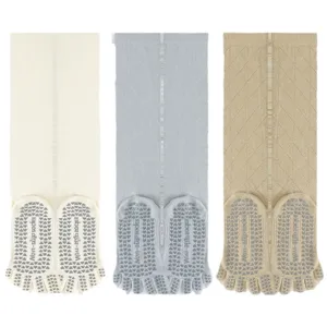 Long yoga socks for women, non-slip pilates toe socks with grips, breathable calf sports socks.