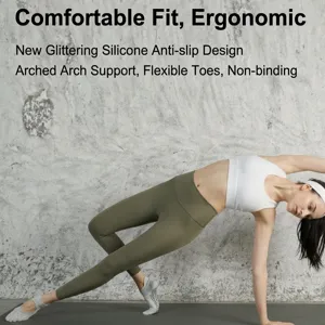 Women's Non Slip Five Toe Yoga Socks Cotton Pilates Professional Sports Athletic Short Strap Ballet Socks