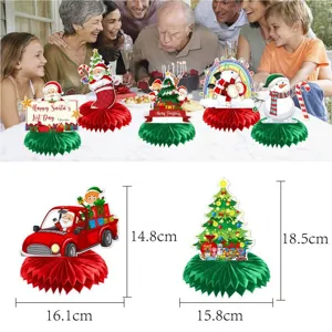 Weihnachten Wabenmittelstück Set mit Weihnachtsmann und Tannenbaum für festliche Tischdeko.