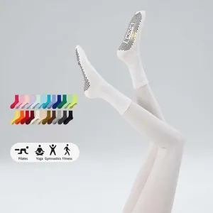 Professional Non Slip Yoga Socks For Women Pilates Fitness Sports Cotton Mid Calf Athletic Exercise Socks