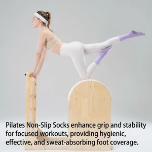 Professional anti-slip Pilates socks with grip for yoga, fitness and home workout.