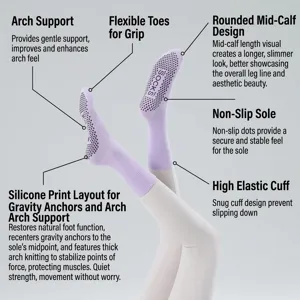 Non-slip yoga socks for women, pilates fitness sports socks with grip and arch support.