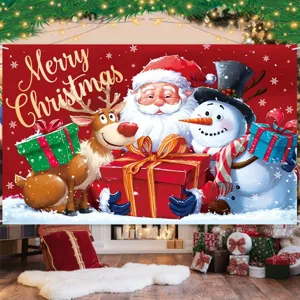 Weihnachten Hintergrund Banner mit Weihnachtsmann Rentier Schneemann fuer Party Deko.