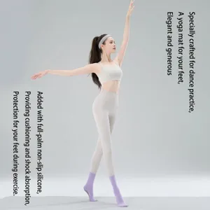 Professional non-slip yoga socks for pilates fitness dance, solid color mid-tube sports socks.