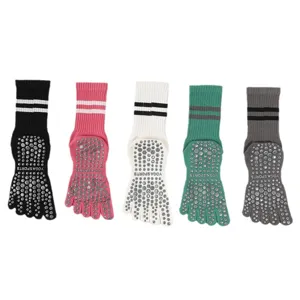 Antirutsch Fünf-Zehen Yoga Socken Wadenlänge Pilates Fitness Baumwolle Sport Socken Set