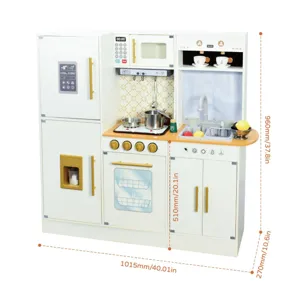 Wooden Play Kitchen Toy for Kids Toddler Pretend Cooking Set with Accessories