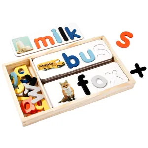 Wooden alphabet spelling puzzle toy for kids early learning word cognitive education