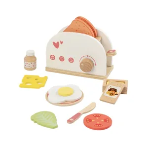 Holz Spielzeug Toaster Set für Kinder, süße Kinder Rollenspiel Küche Holzbrotmaschine Spielzeug.