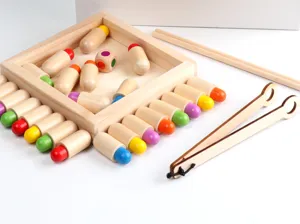 Kids wooden memory chess clip beads toy logical training early education puzzle set