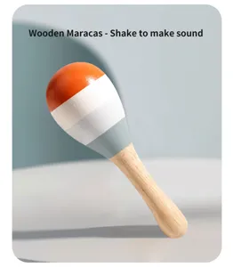 Wooden maracas musical toy for babies kids shaking percussion instrument rattle toy