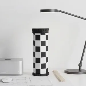 Portable black and white chess set 3d desktop puzzle game storage cylinder for kids