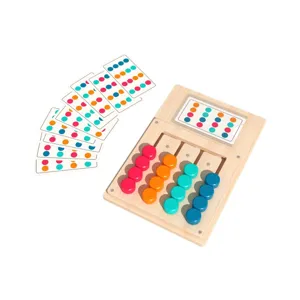 Wooden sliding color matching puzzle board game for kids early educational toy with cards