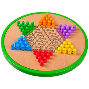 Set di dama cinese in legno con pedine colorate per bambini, giocattolo educativo, vista principale