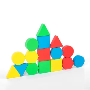 Colorful wooden geometric shape blocks educational toys for kids early learning stack games