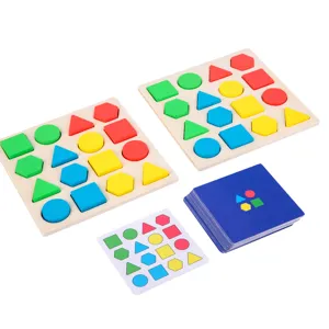 Wooden geometric shape matching puzzle game for kids color sorting educational toys main view