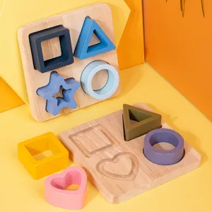 Jouet Puzzle Éducatif Montessori en Bois Forme Géométrique Assortiment pour Tout-Petits Apprentissage Précoce Reconnaissance des Couleurs