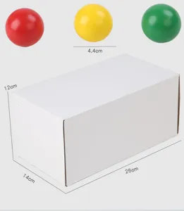 Children wooden pounding ball toy set, early education training box with three colorful wooden balls.