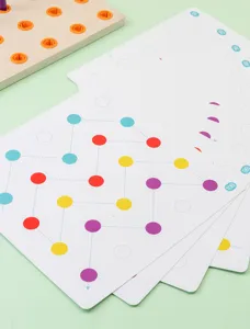 Kids wooden lacing board educational toy fine motor skills training cards detail view
