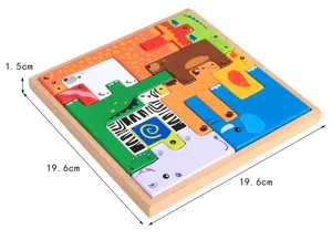 Houten dieren puzzel speelgoed voor peuters, vroege educatieve bouwstenen Montessori bordspel.