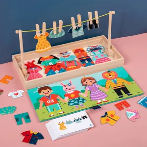 Kinder Holz Verkleiden Puzzle Spielzeug Kinder Frühe Pädagogische Kleidung Hängendes Spiel Montessori Lernspielzeug Geschenk