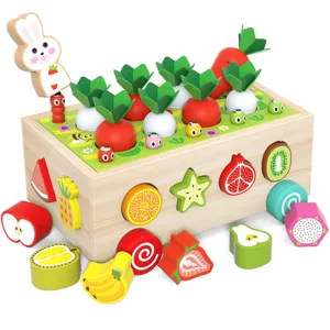Hölzernes Pädagogisches Bauernhof Obstgarten Spielzeug Formsortierung Auto Kinder Intelligenz Box Mehrzweck Puzzle Spielzeug
