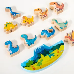 Blocs empilables dinosaure en bois jeu d'equilibre jouets educatifs pour enfants apprentissage