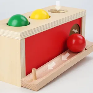 Wooden toddler pounding toy early education Montessori toy color sorting ball drop game