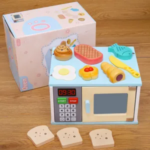 Set di giocattoli da cucina in legno per bambini microonde di simulazione giochi di ruolo