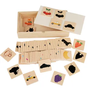 Set de puzzle de emparejamiento de sombras de madera con caja de almacenamiento para ninos.