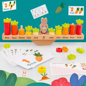 Kids Balance Counting Toy Wooden Rabbit Math Educational Learning Toy Montessori Number Calculation Preschool Toy Gift
