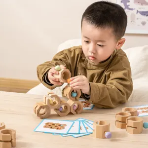Wooden Creative Educational Building Blocks Set Logic Thinking Training Desktop Assembly Puzzle Toy For Kids