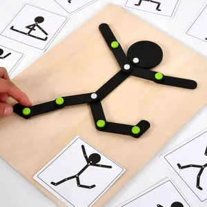 Wooden early education action pose toy wooden man puzzle educational toy for kids learning