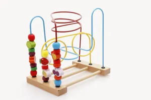 Houten kralen doolhof speelgoed met kleurrijke fruitvormige blokken voor educatie