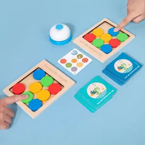 Kids wooden sliding puzzle board game interactive battle toy logical thinking training set