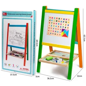 Multifunctional Wooden Double Sided Drawing Board Magnetic Educational Writing Board Toys For Kids Learning And Drawing