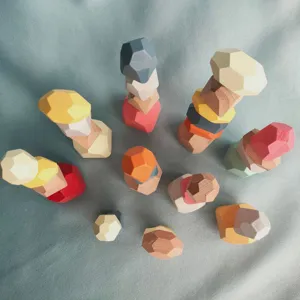 Pierres d'équilibre en bois colorées blocs à empiler Montessori jouet éducatif enfant.