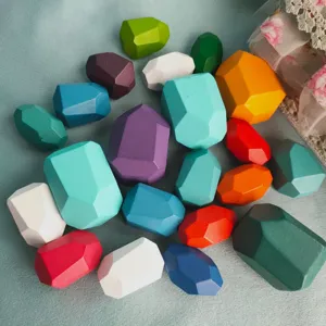 Ensemble de pierres d'équilibre en bois colorées, blocs empilables géométriques, jouet éducatif.