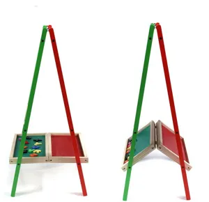 Wooden double sided magnetic drawing board for kids learning educational easel toy details.